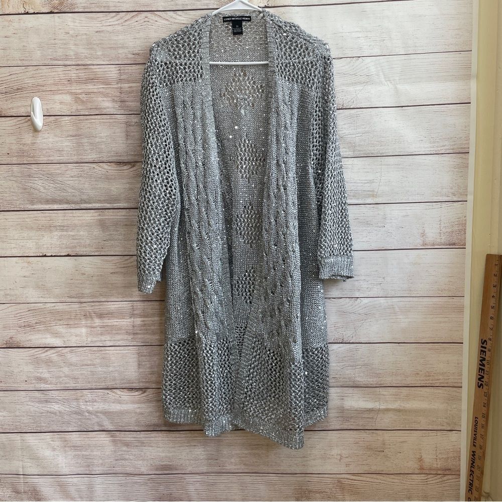 LAUREN MICHELLE SILVER METALLIC CARDIGAN TOP‎